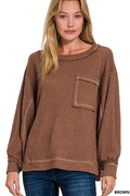 Hi Low exposed Seam long Sleeve Top