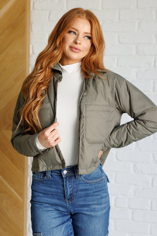 Lightweight puffer jacket in Olive by Mittoshop