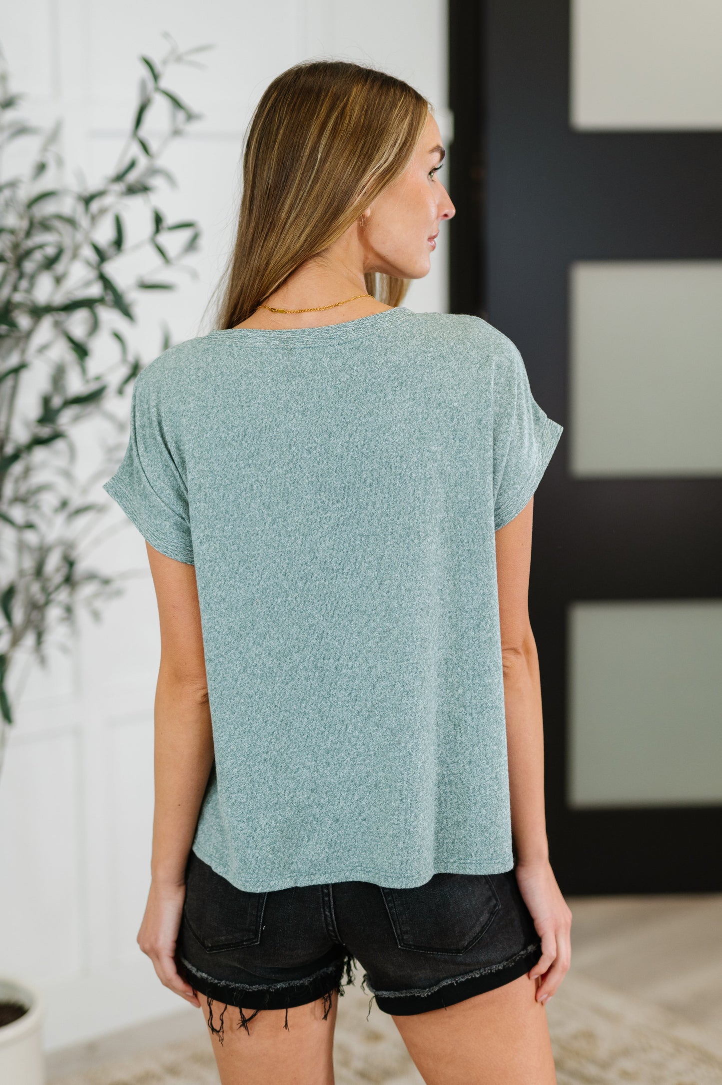 Heathered short sleeve Basic Tee in Ash Jade