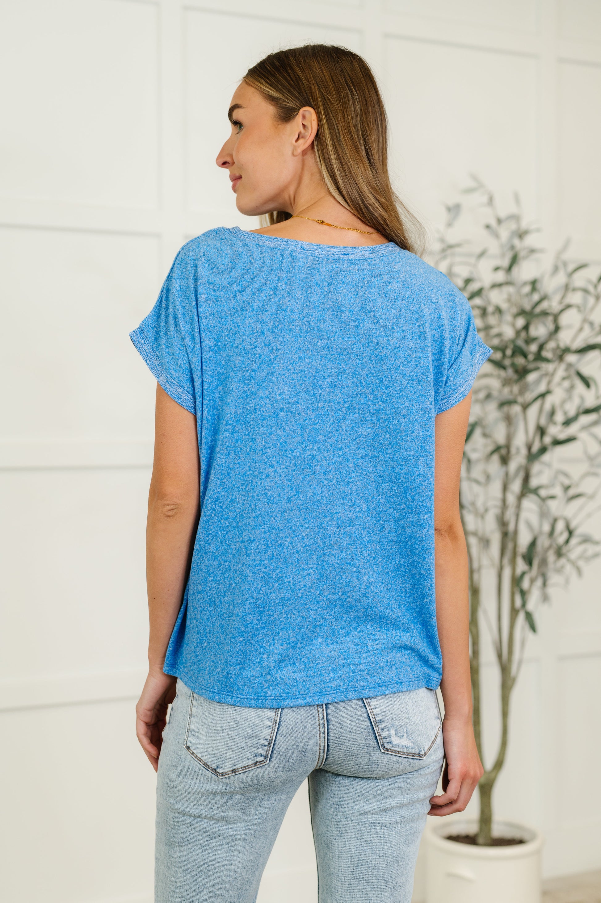 Heathered short sleeve Basic Tee in Ocean Blue