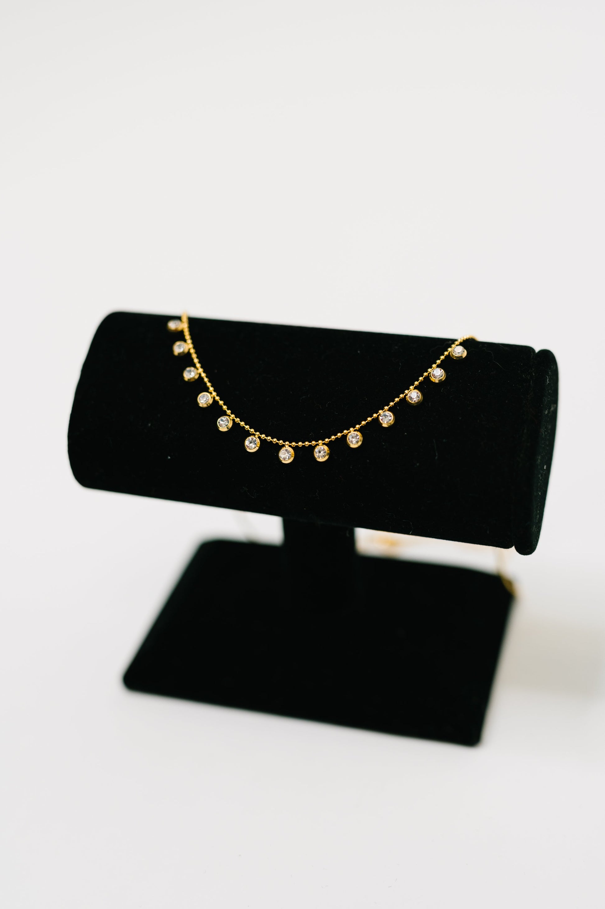 Gold plated clear Zircon stone chain