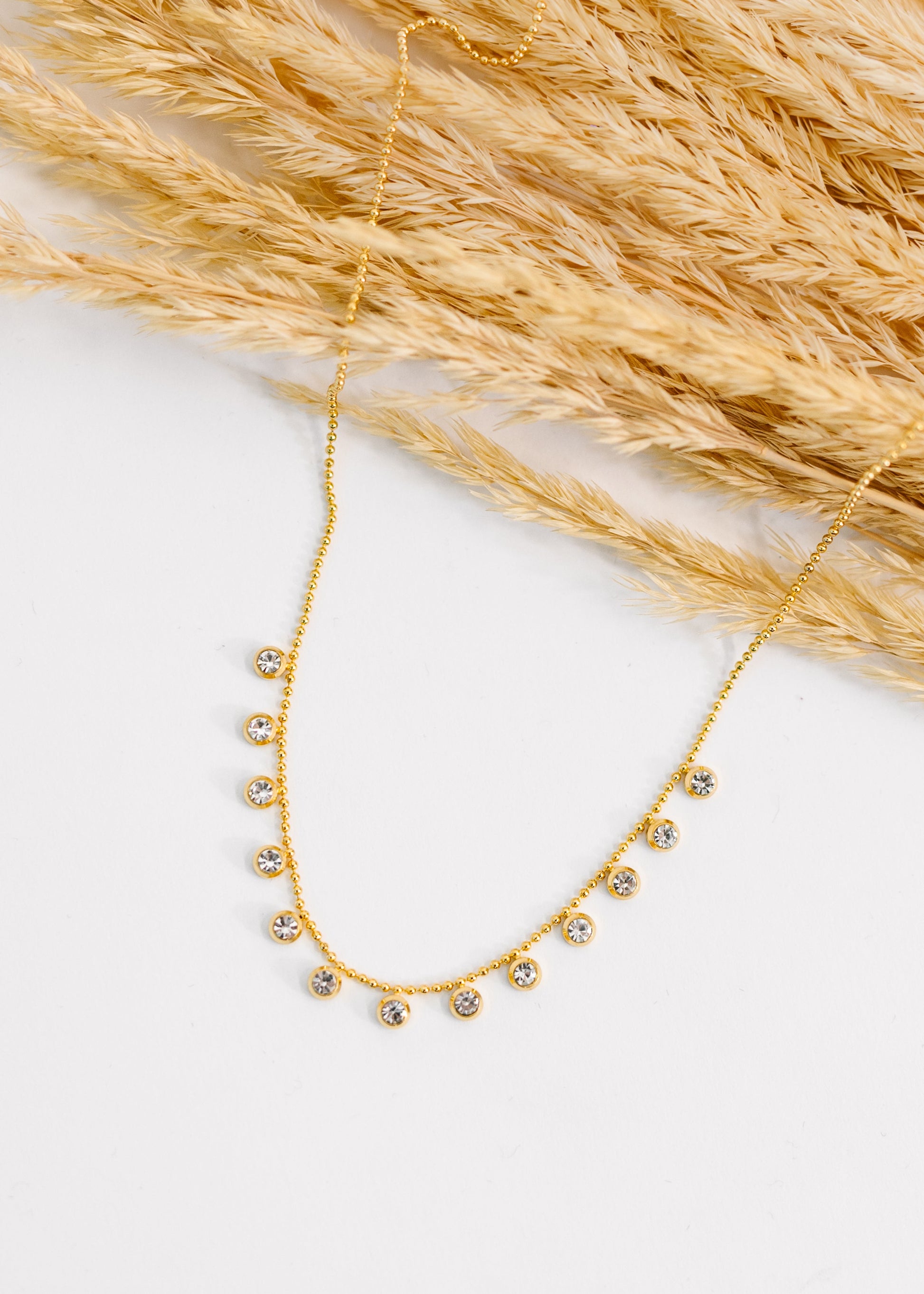 Gold plated clear Zircon stone chain