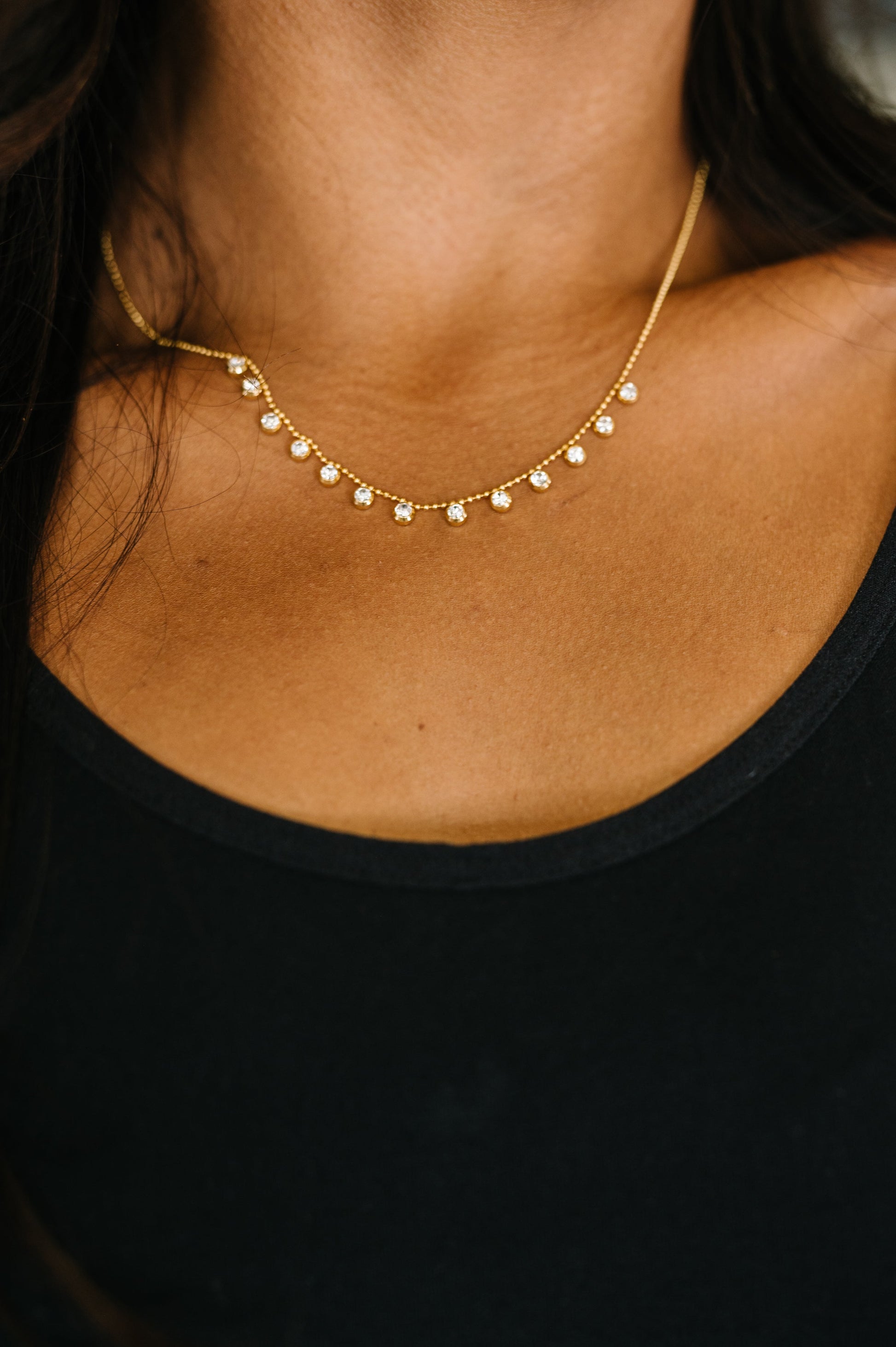 Gold plated clear Zircon stone chain