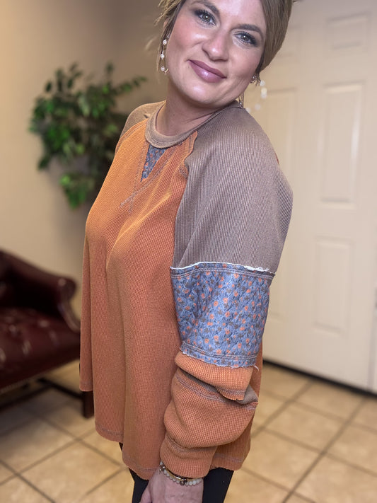 Round Neck Balloon Relaxed Fit by Pol in Brick