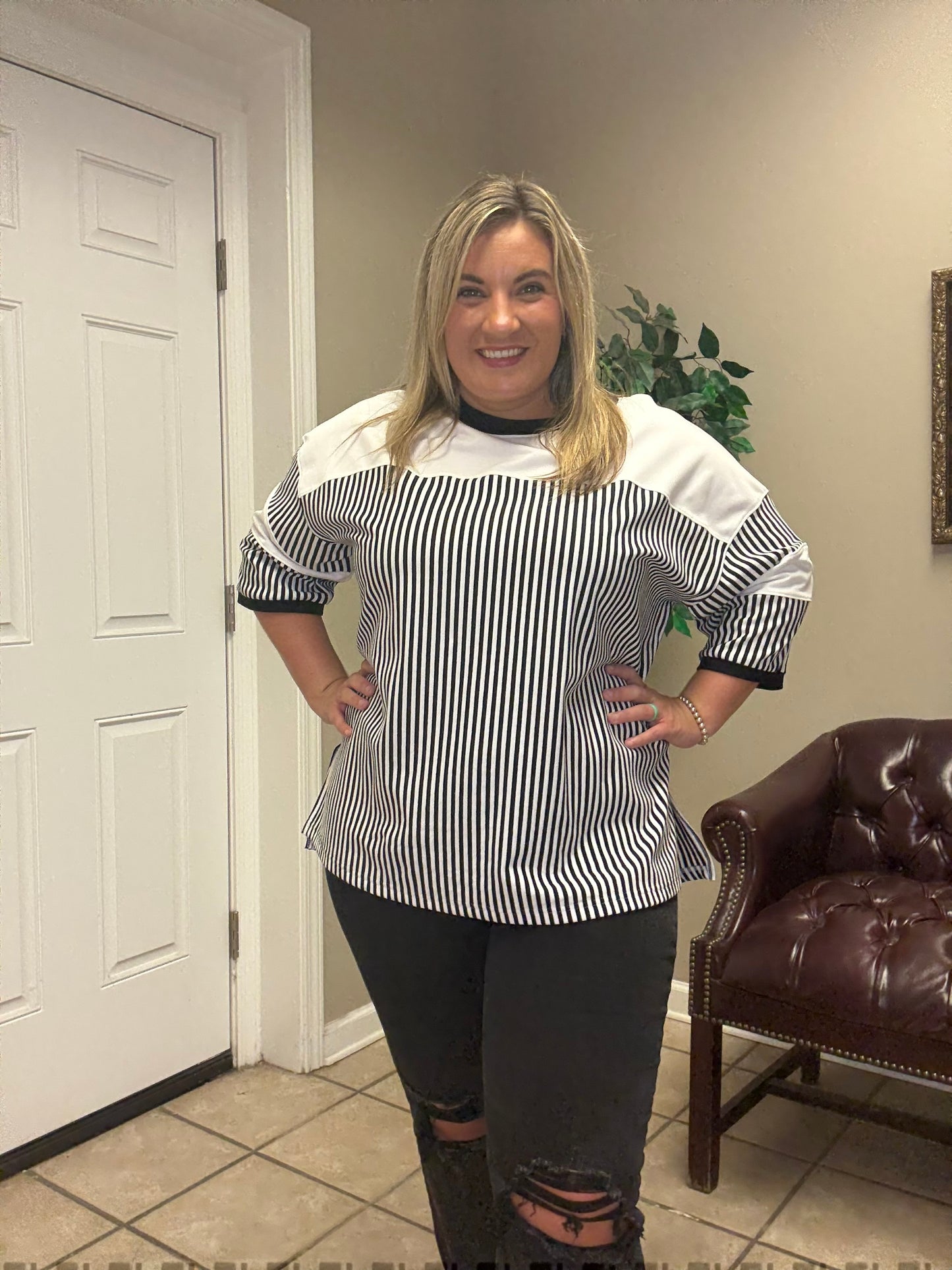 3/4 Sleeve White Birch Top