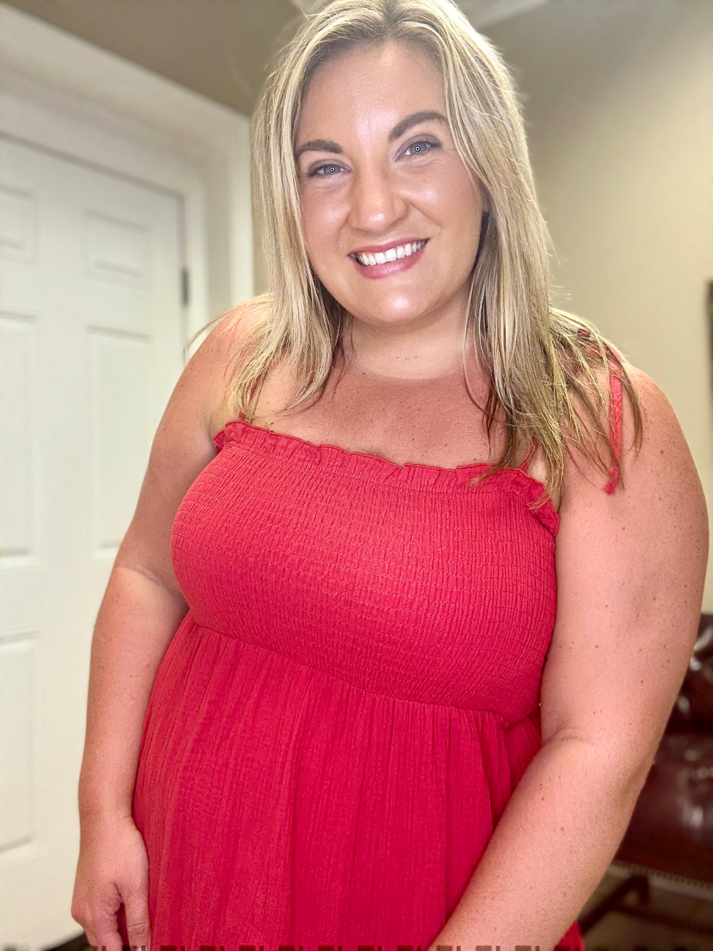 Sleeveless Jumpsuit in Red by Cotton Bleu