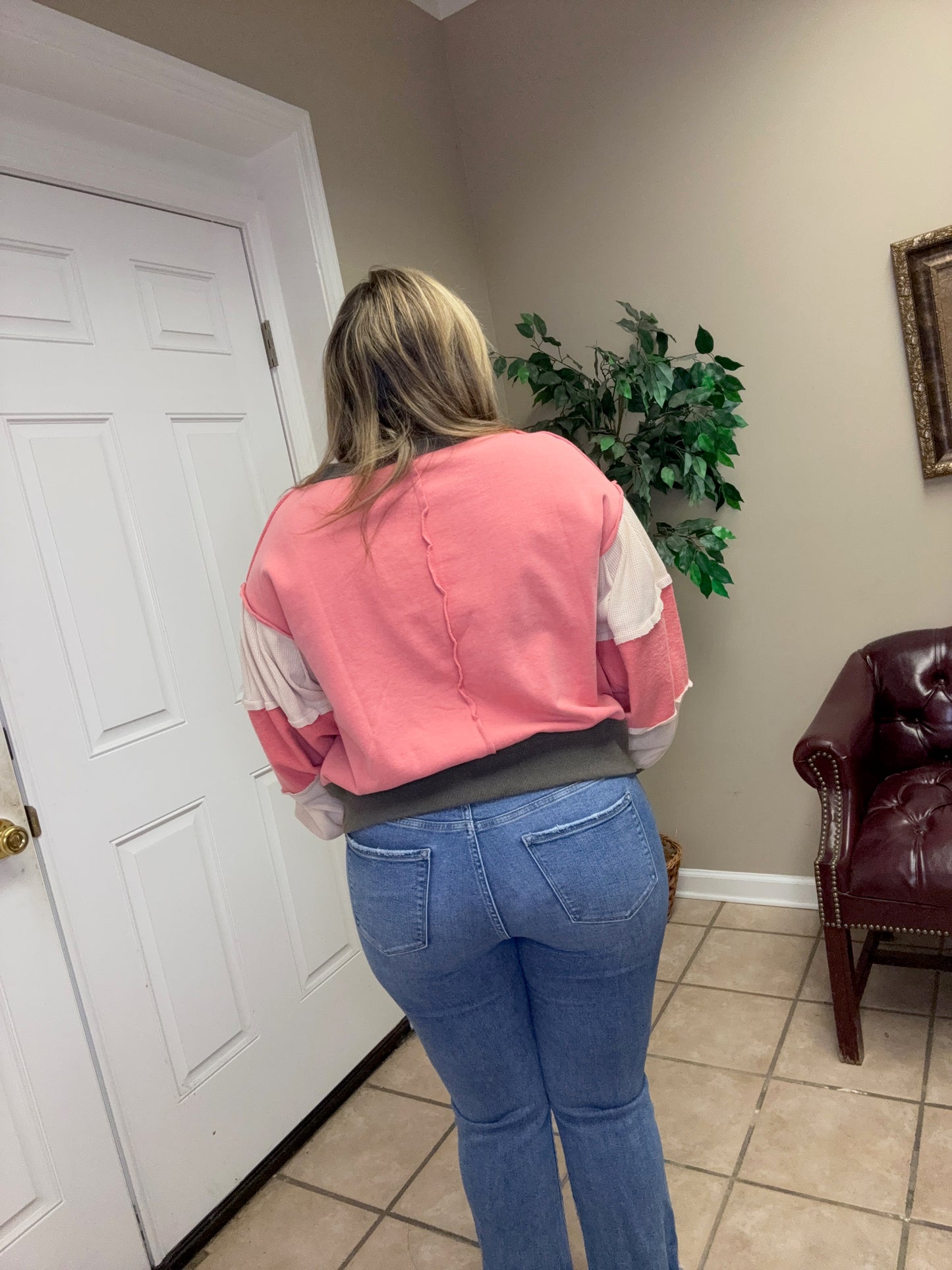 Round Neck Thermal and French Terry by Pol in Coral