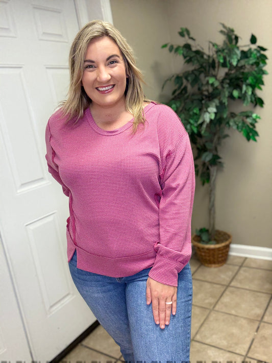 Two Tone Thermal Tunic in Berry  by Andree by Unit