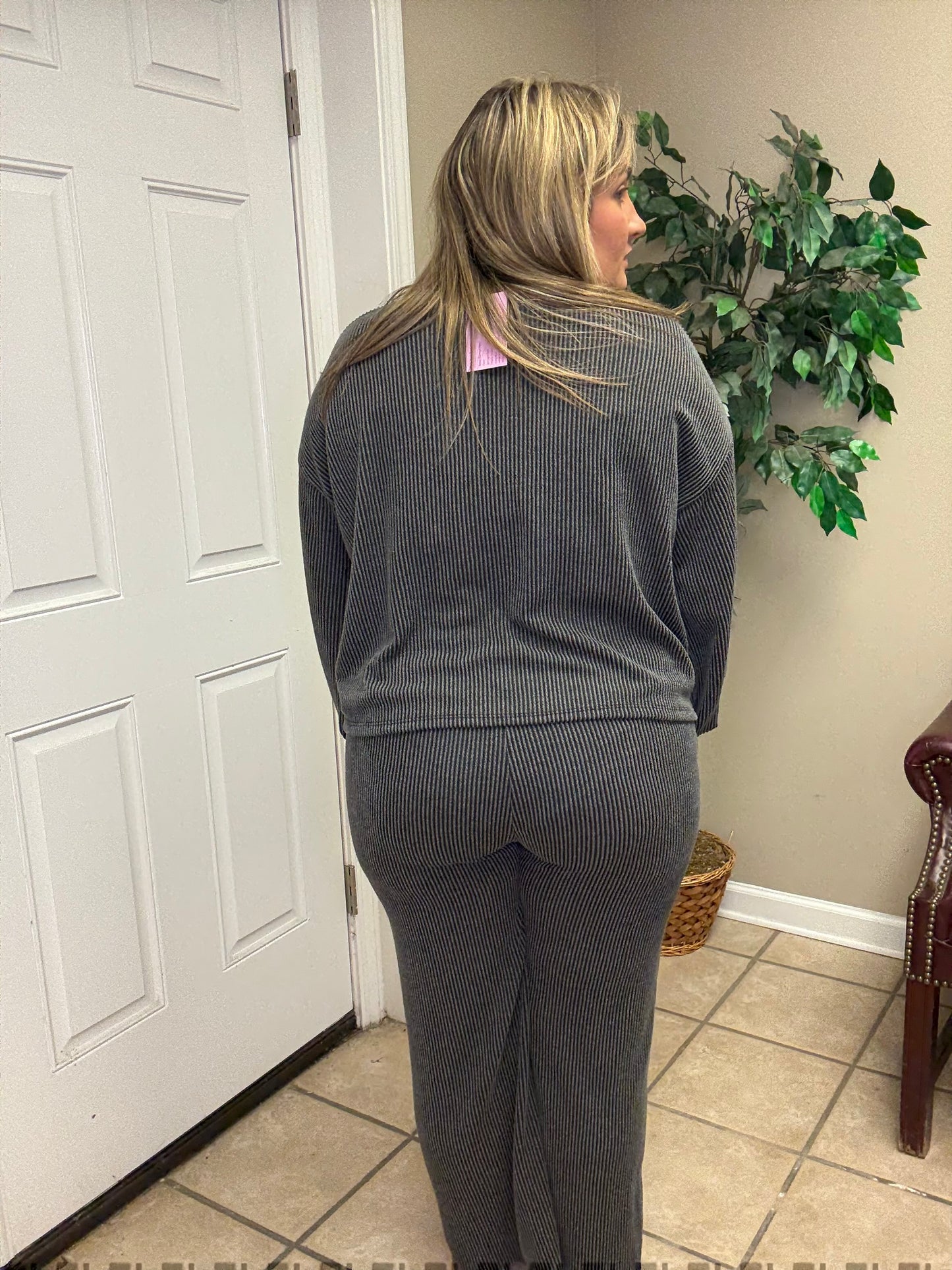 Long sleeve ribbed pants set by Lovely Melody