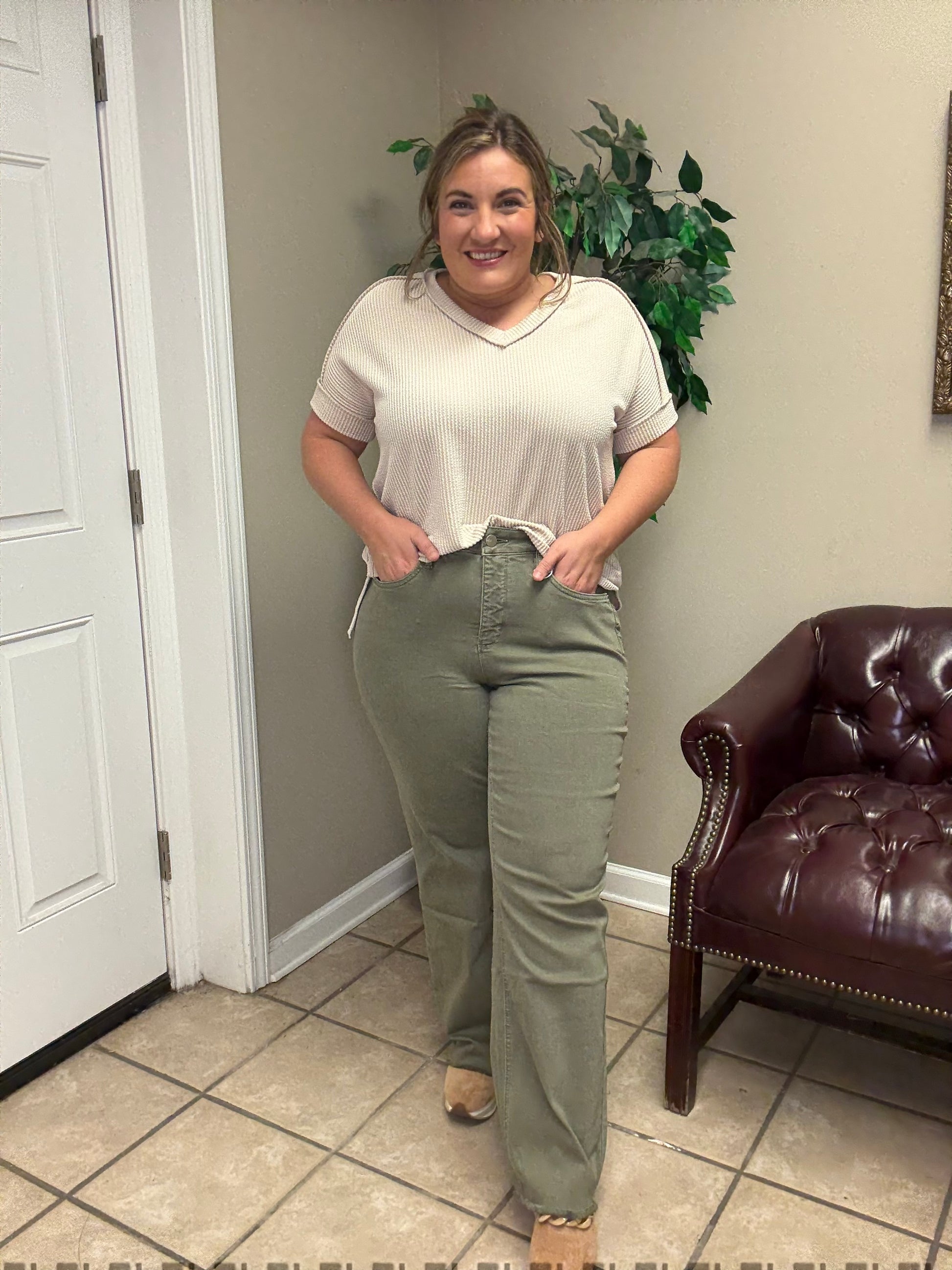 Chloe High Rise Frayed Wide Leg Pants