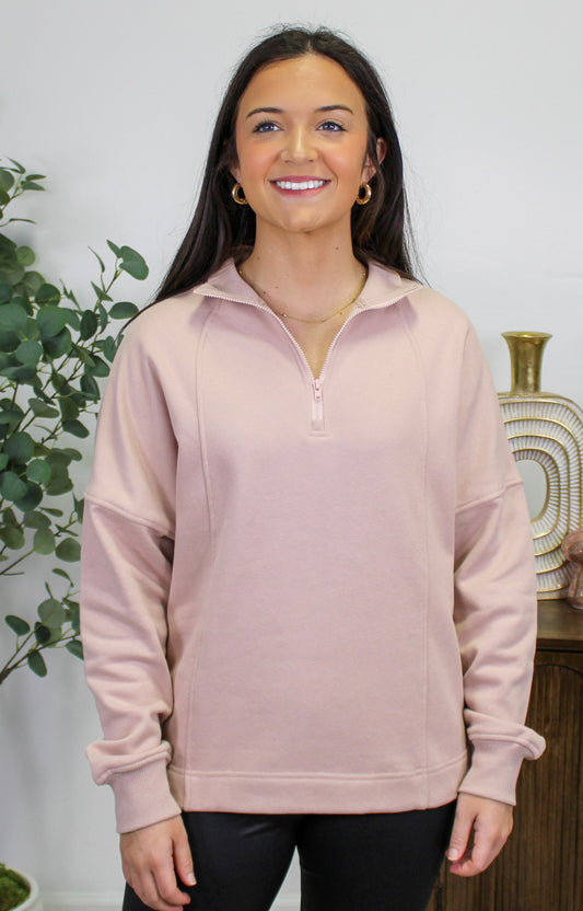 Apricot Pink Zip Up Pullover November.