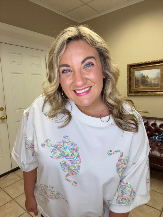Sequin Tiger Top By Fantastic Fawn
