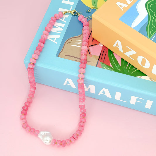 Pink beaded necklace