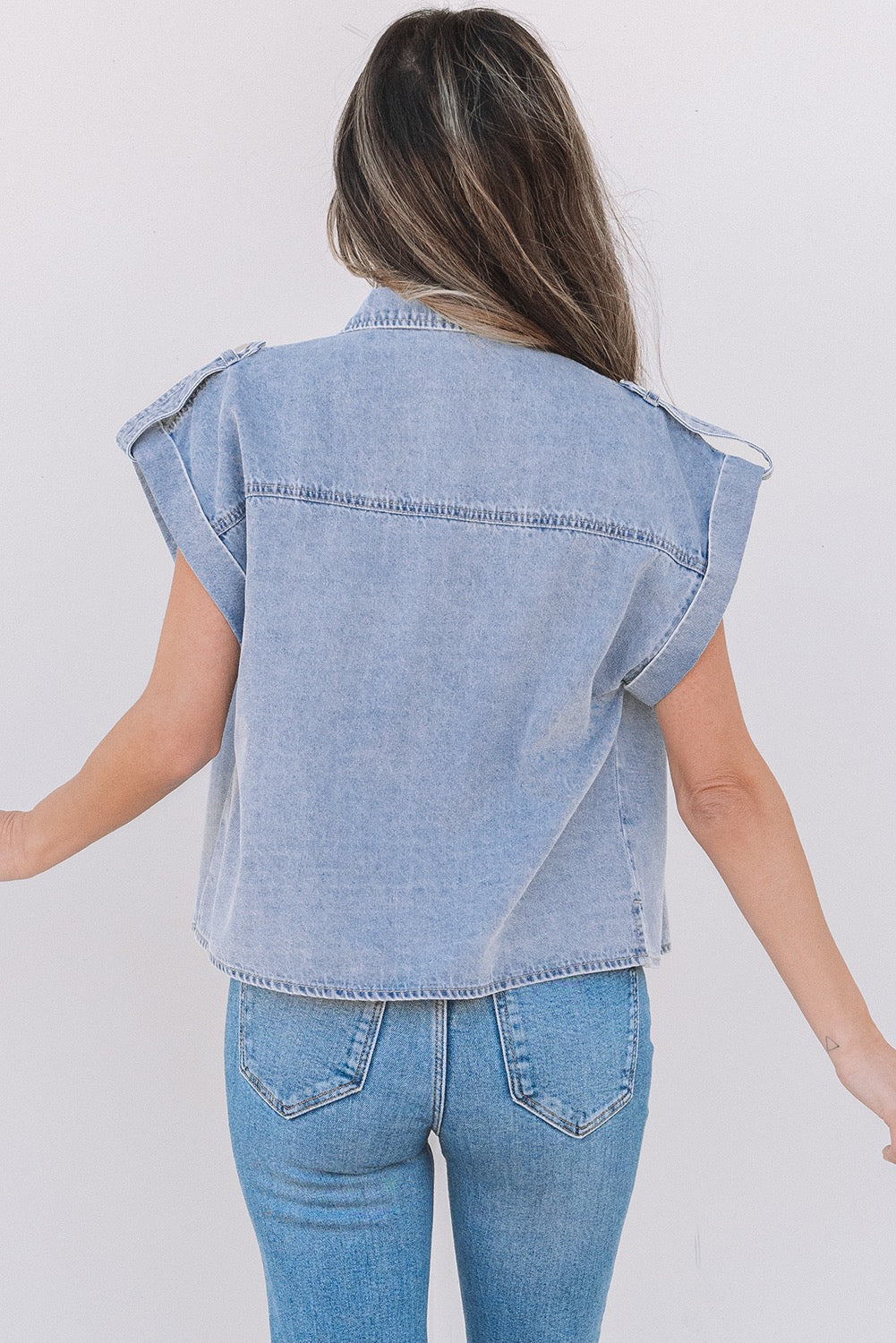 Denim Cap Sleeve Top May.