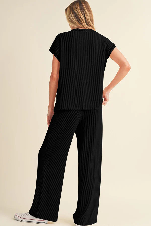 Black Corded Pants Set
