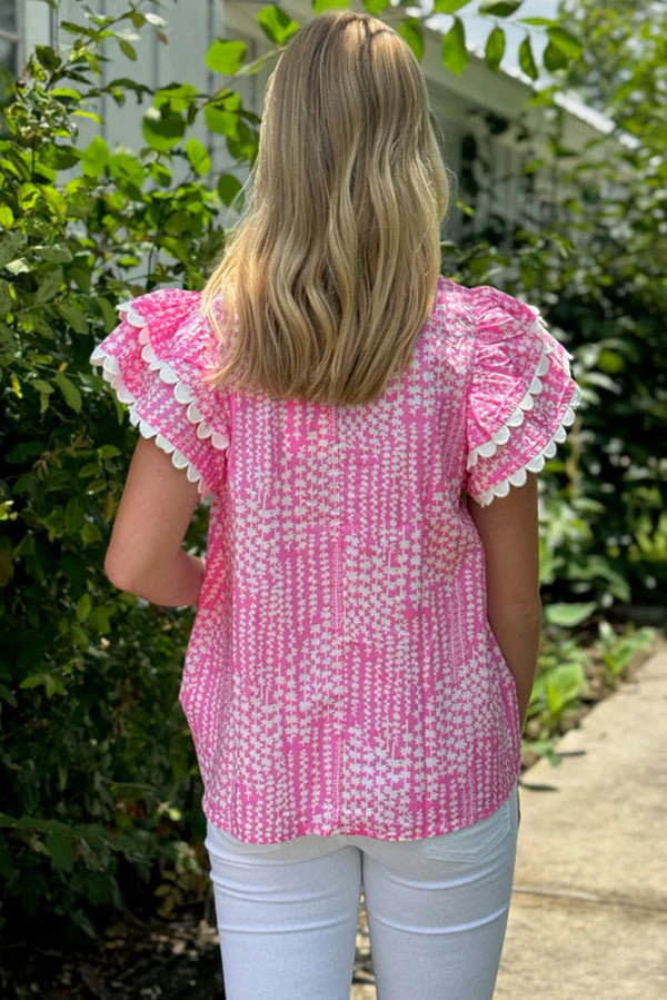 Pink Abstract RicRac Blouse