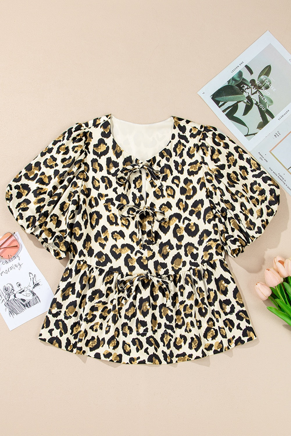 Leopard Bow Tie Blouse May.