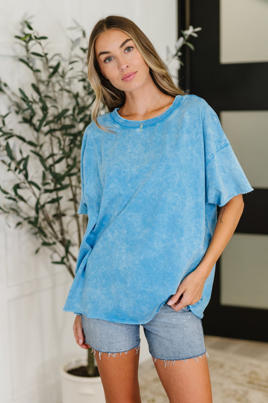  blue oversized French Terry, short sleeves shirt 