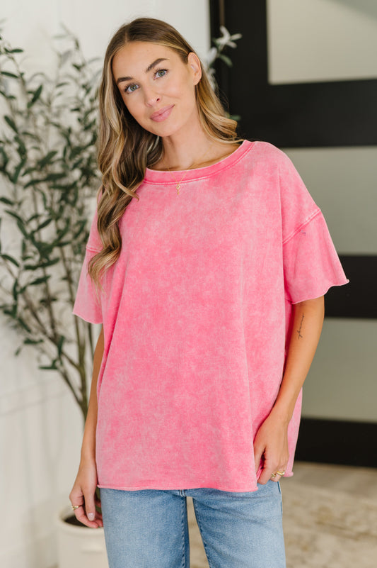 Fuchsia oversized French Terry shirt by Zenana