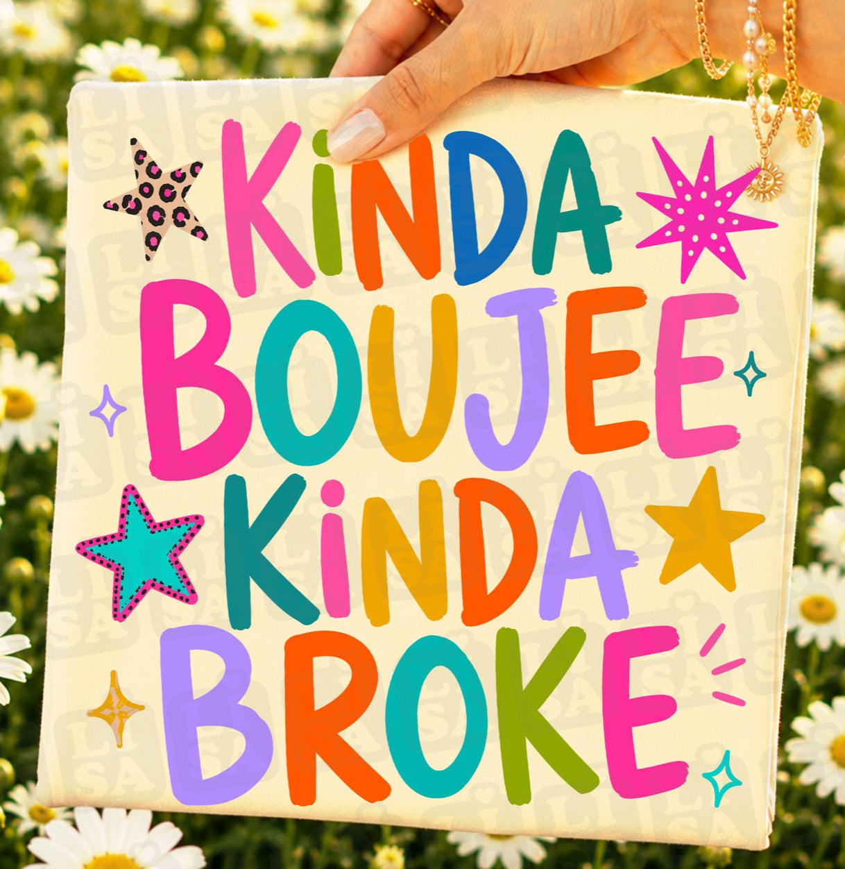 Kinda Boujee Kinda Broke Shirt – Cute Graphic Tee in Butter or Azalea Pink