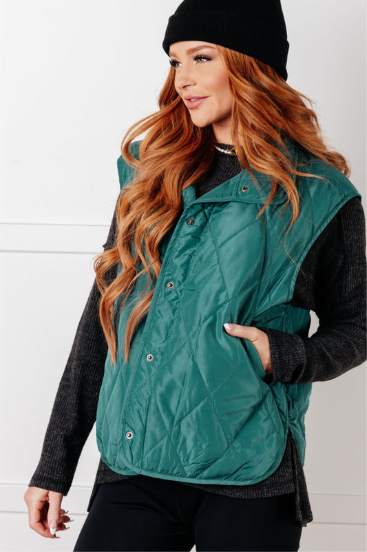 Quilted Puffer Vest in Hunter Green by Haptics