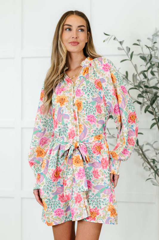 Poplin Woven, floral dress
Banded Round Neckline
Full Front Button Closure
Gathered Shoulder
Raglan Balloon Sleeve
Smocked Elastic Sleeve Cuff
Functional Belt Loops
Functional Waist Tie
100% Polyester
True to Size