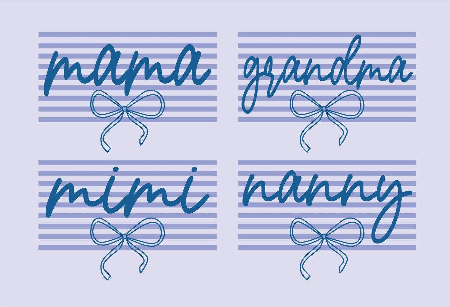 Custom Mama Grandma Mimi Nanny shirt design with bow detail on striped background