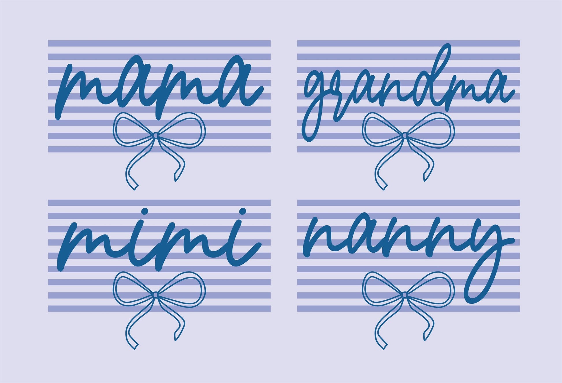 Custom Mama Grandma Mimi Nanny shirt design with bow detail on striped background