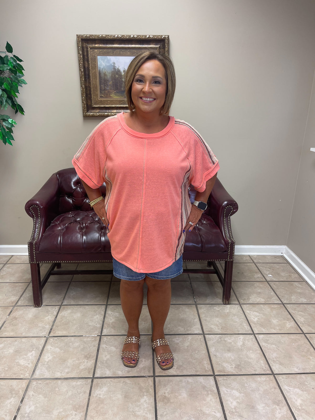 Plus Top in Coral