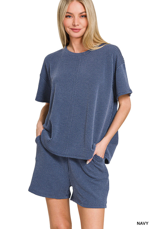 Corded Rib Short Sleeve Tee & Shorts