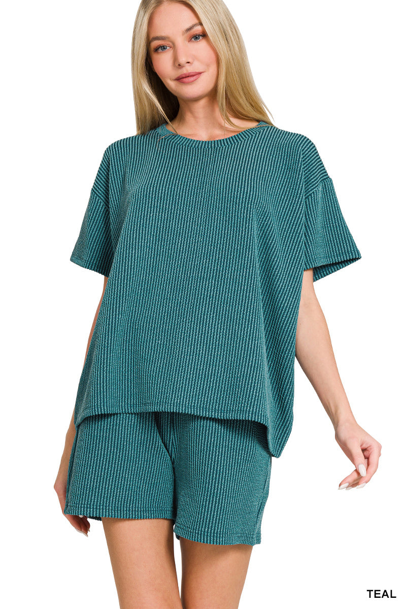 Corded Rib Short Sleeve Tee & Shorts