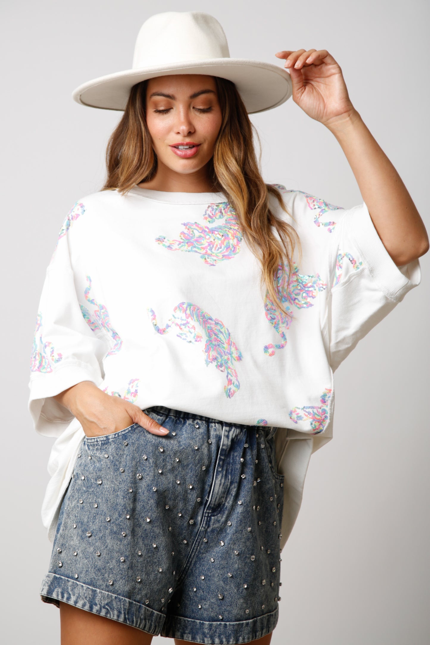 Sequin Tiger Top By Fantastic Fawn