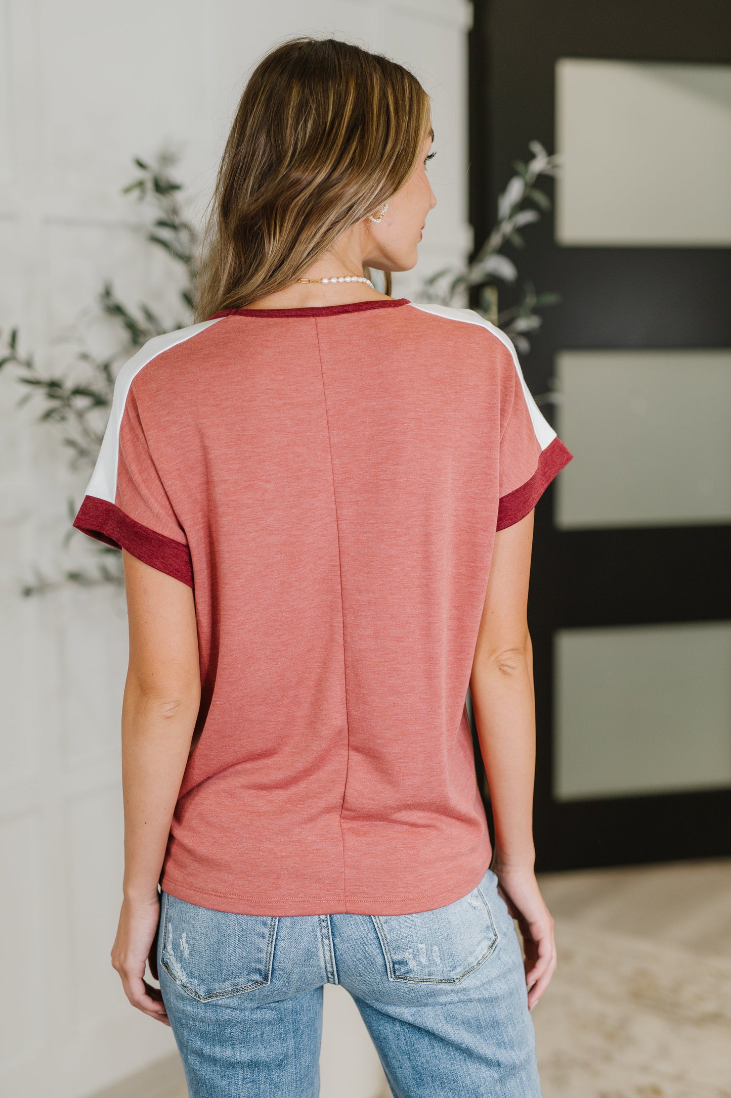 French Terry
High-Stretch
V-Neckline
Banded Sleeve Cuff
Contrast Details
Self: 83% Polyester, 14% Rayon, 3% Spandex
Contrast: 65% Polyester, 26% Rayon, 9% Spandex
True to Size