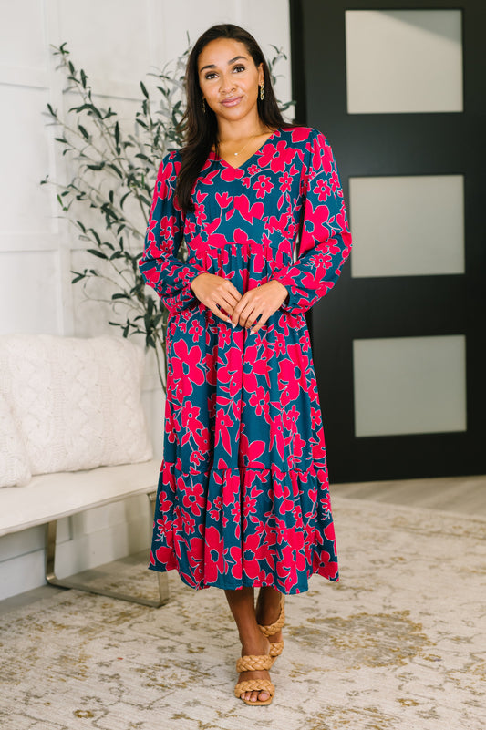 Long sleeve V neck dress by Haptics