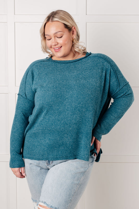 Teal ribbed Hacci long sleeve sweater by Zenana
Ribbed, Brushed Hacci
Banded Round Neckline
Drop Shoulder
Side Slit
Exposed Seam Details
82% Polyester, 15% Rayon, 3% Spandex
True to Size