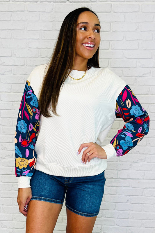 White floral long sleeve top