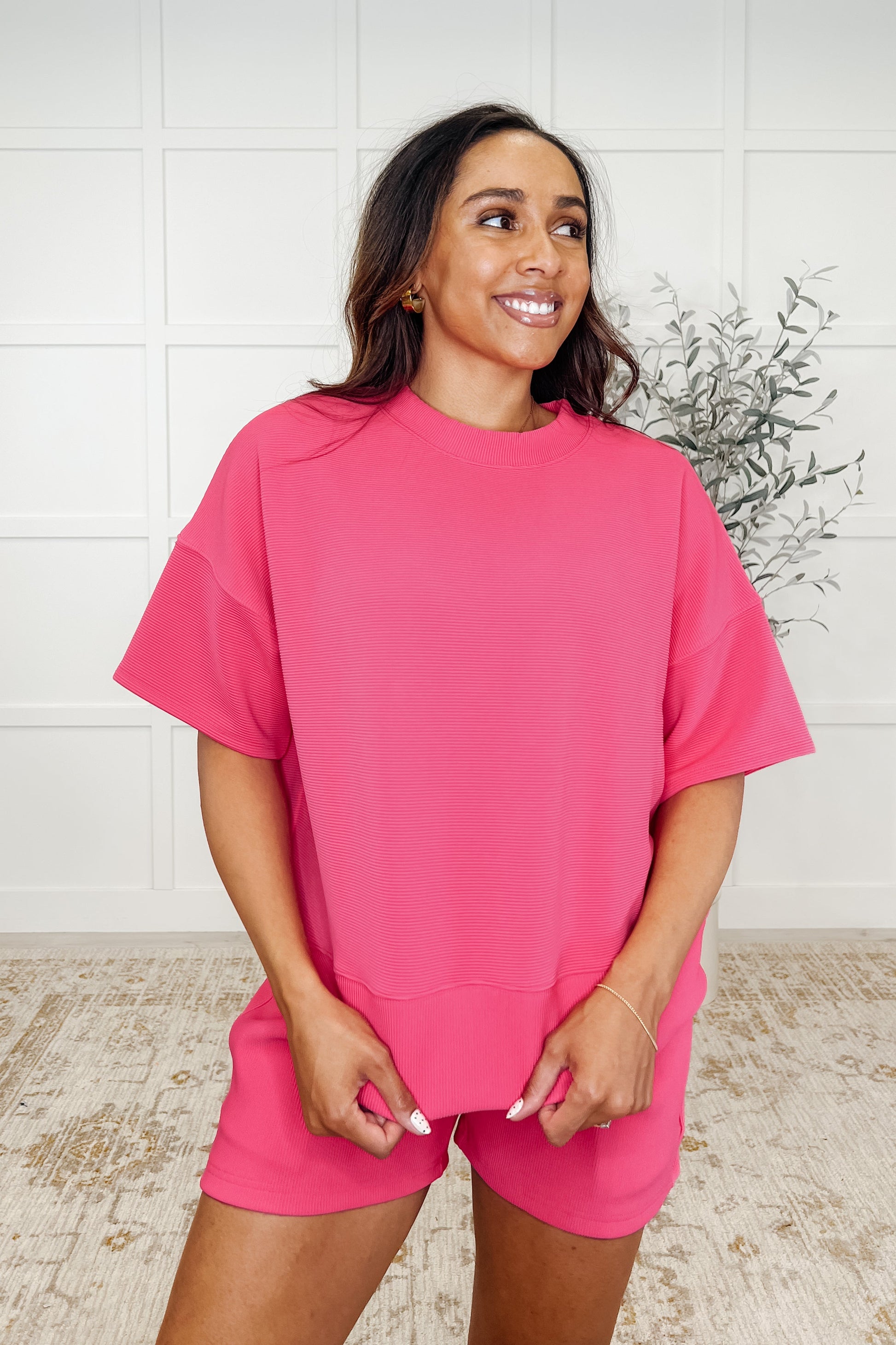 Ribbed Knit Set in Hot Pink
Mid-Weight Ribbed Knit
Banded Round Neckline
Exaggerated, Banded Sleeve Cuff
Exaggerated, Banded Hemline
Cased Elastic Waistband
Functional Side Pockets
95% Polyester, 5% Spandex
True to Size