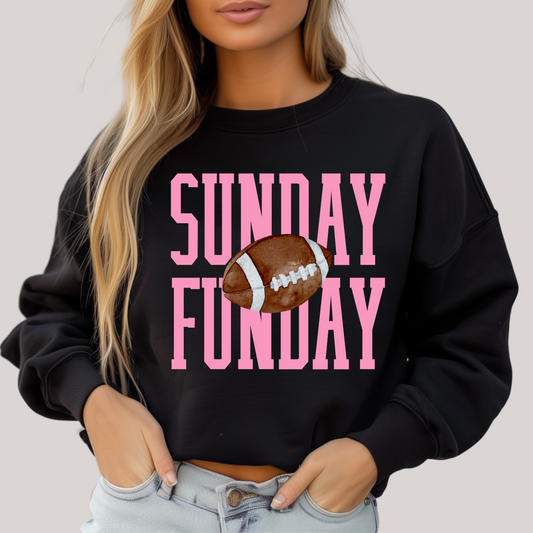 Black sweatshirt with 'SUNDAY FUNDAY' and football graphic 