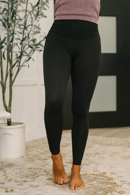 High Waisted Leggings in Black by Zenana