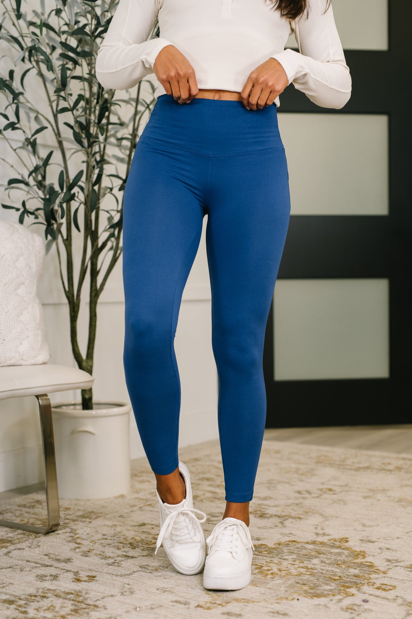  High Waisted Leggings in Light Navy by Zenana