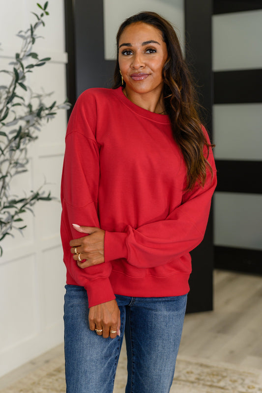 Drop shoulder pullover in True Red by Rae Mode
French Terry Knit
Banded, Ribbed Round Neckline
Drop Shoulder
Long Sleeve
Banded, Ribbed Sleeve Cuff
Banded, Ribbed Sleeve Cuff
Ribbed Knit Contrast
Body: 60% Cotton, 40% Polyester
Contrast: 57% Cotton, 38% Polyester, 5% Spandex
True to Size
