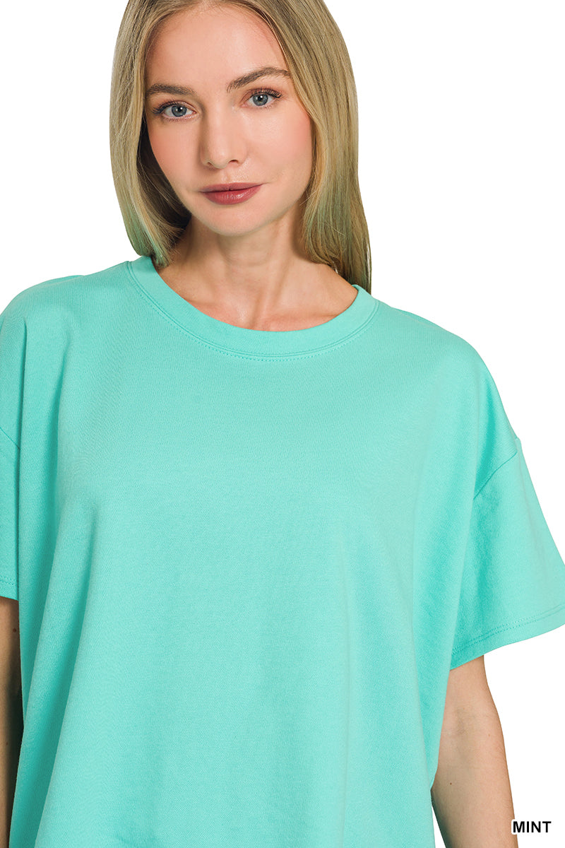 Soft French terry matching set coral and mint color options