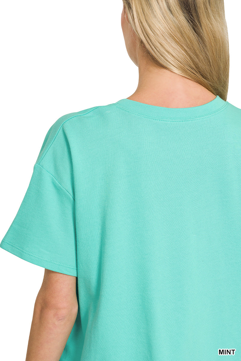 Soft French terry matching set coral and mint color options