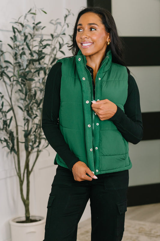 Puffer Vest in Hunter Green by Zenana