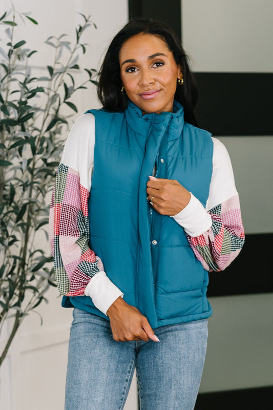 Puffer Vest in Teal by Zenana