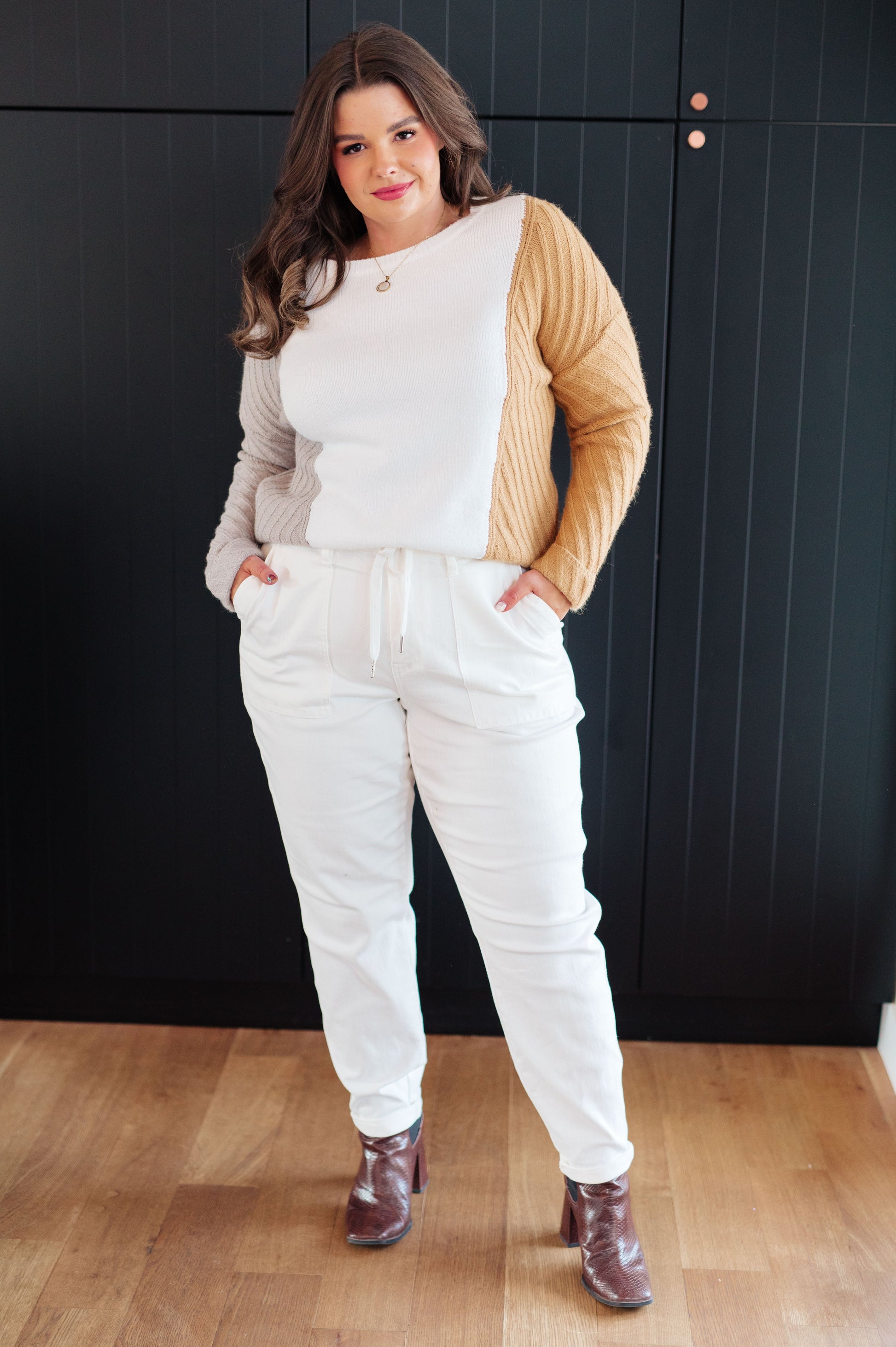 Long sleeve color block sweater