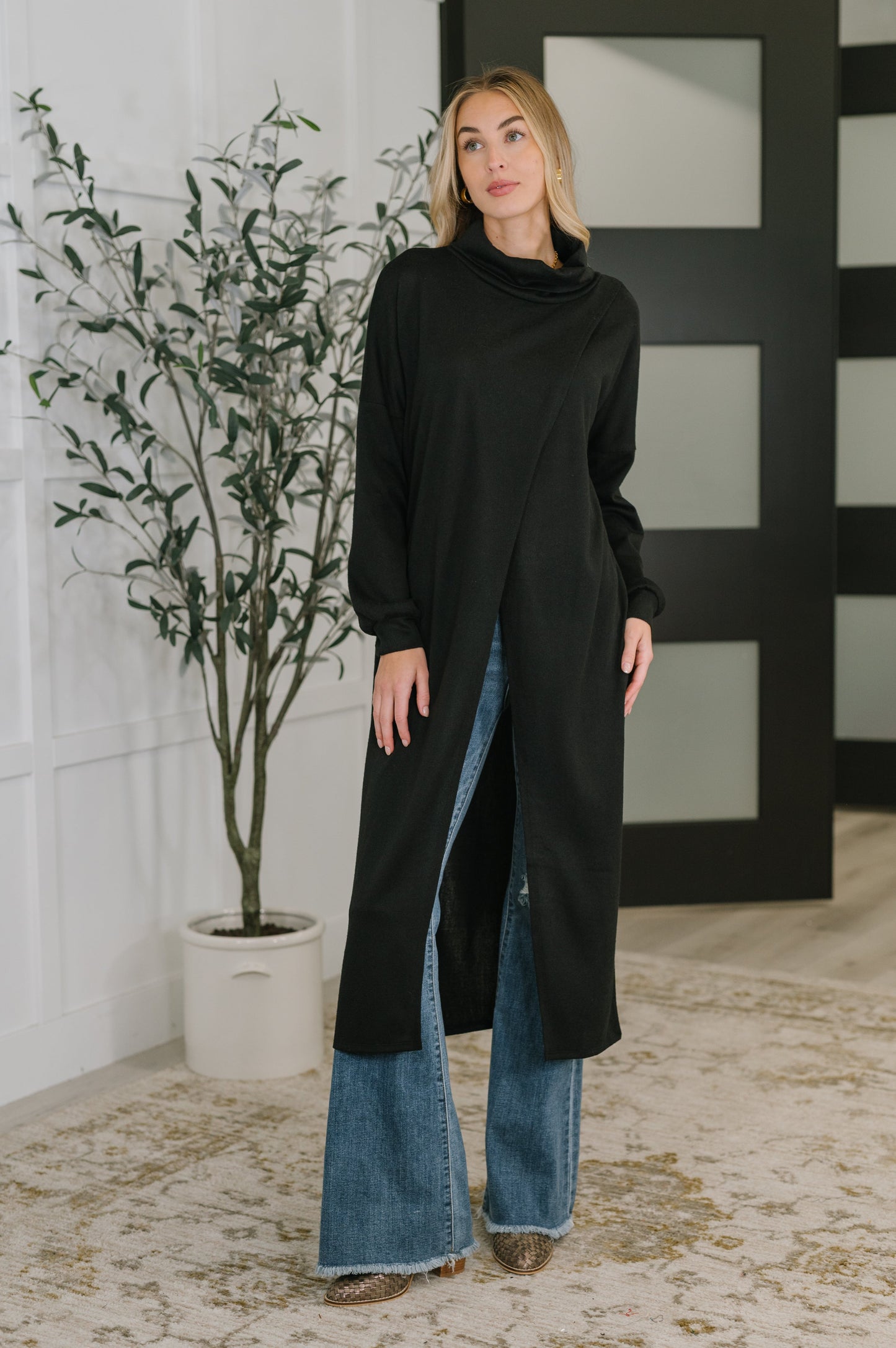 Turtle Neck Tunic in Black by Dear Scarlett