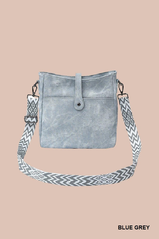 Distressed Faux Leather Crossbody Messenger Bag