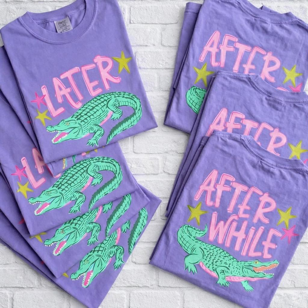 Violet Later Gator viral t-shirt folded stack boutique graphic tee