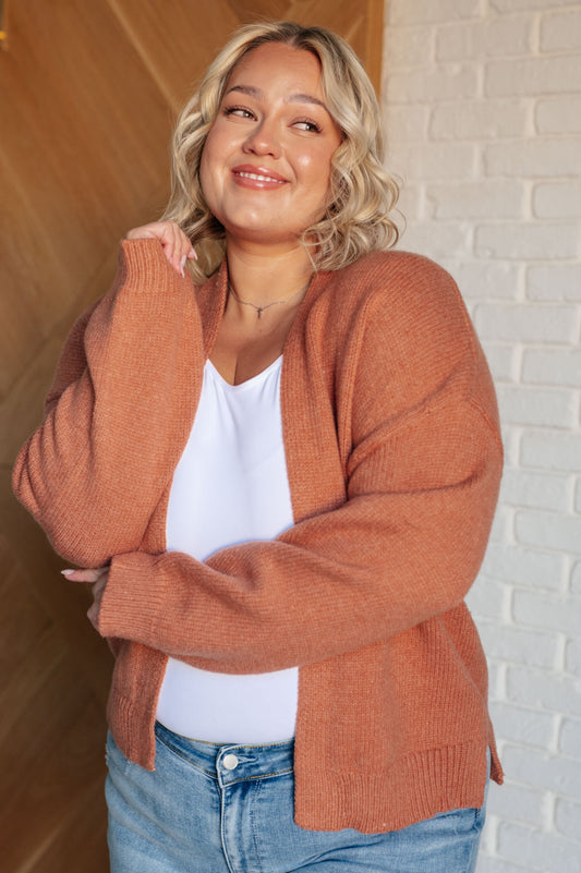 Light Rust Open Front Cardigan
